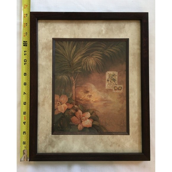 Pamela Gladding Framed Matted Print West Indies Sunset Tropical Floral Palm Tree - Picture 10 of 10